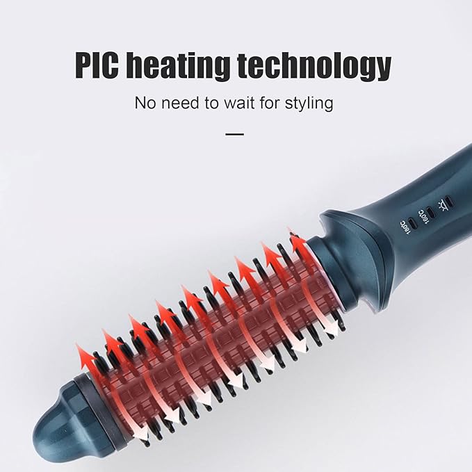 Curling Iron Brush Electric Hair Curler Portable Travel Hot Curling Wand for Long Hair Temperature Adjustable Heated Curling Brush for Women