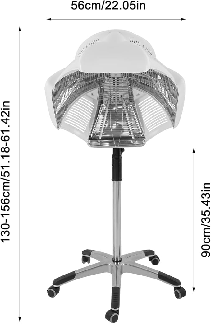 CNCEST Professional Hair Steamer Dryer with Stand1800W Hair Dryer with Stand60-Minute Timer 4 Adjustable SpeedsAdjustable Height 5 Selectable Modes 360° WheelsSalon Hair Perming Machine (White)