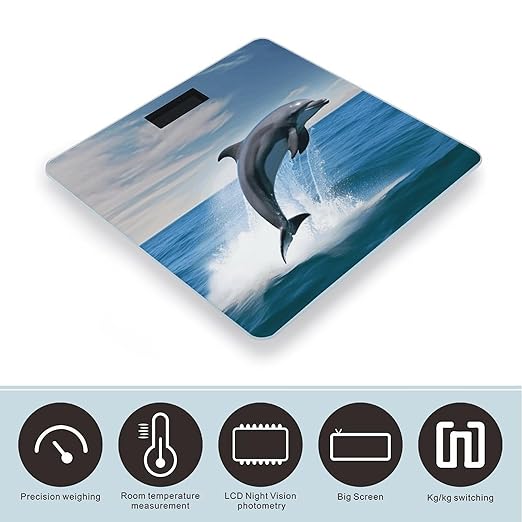 Jumping Up Dolphins Weight Scale for Body Weight Digital Bathroom Scale High Capacity Accurate Digital Weighing Scales and Easy-to-Read on Backlit LCD Display Scales