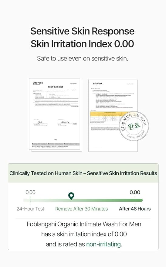 100% Natural Ingredients Premium Organic Intimate Wash for Men pH Balanced Foaming Hygiene Wash Gentle Daily with Probiotics Reduce Odor Sensitive Skin Sulfate-Free Vegan Korea No.1