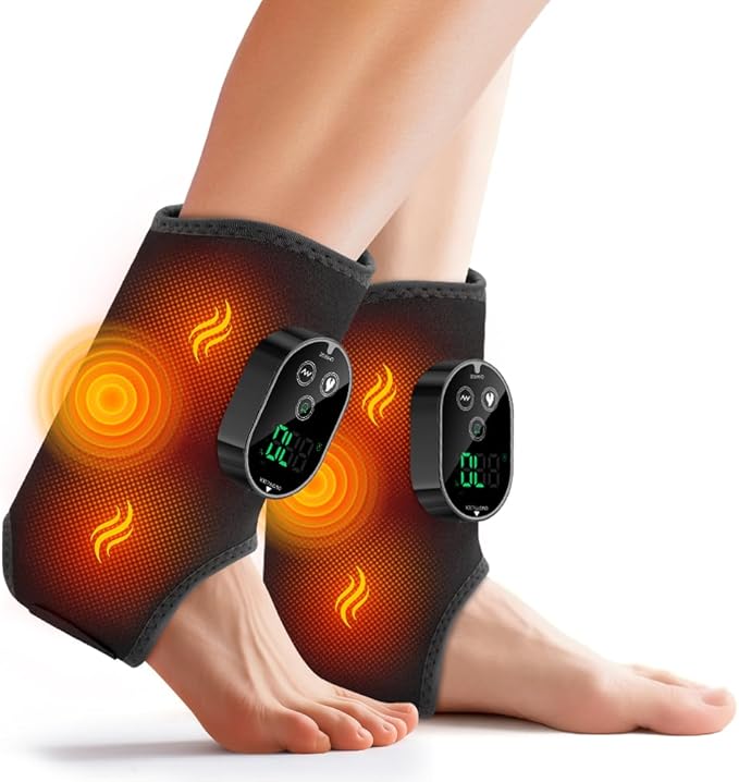 2-Pack Cordless Foot Massager for Neuropathy Foot and Ankle Massager Ankle Heating Pad with Massage 6 Heat Levels &amp 3 Massage Modes with Timer (Black)