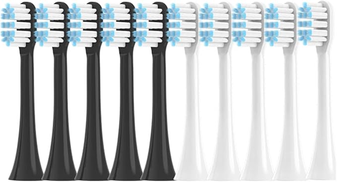 10PCS Replacement Toothbrushes Head Compatible for SOOCAS X3/X3 Pro/X1/V1/V2/D3/X3U/X5 Soft Sonic Electric Brush Clean Nozzles(5Black5White)