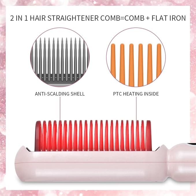 Hair Straightener Professional Hair Straight Styler Curling Iron Hair Curler Comb Straightening Brush (Color : D Size : 1)