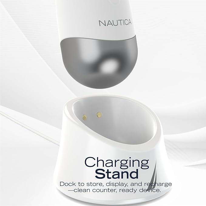Nautica PC130 Sonic Facial Cleansing Brush Made with Ultra Hygienic Soft Silicone Waterproof and Rechargeable Face Scrub Brush for Men &amp Women - (Milk)