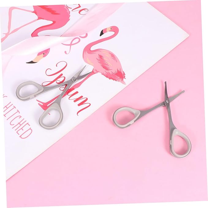 NOLITOY 6pcs Grooming Scissors Nose Hair Trimmer Vibrissa Scissors Eyebrow Double-head Stainless Steel Easy to Use