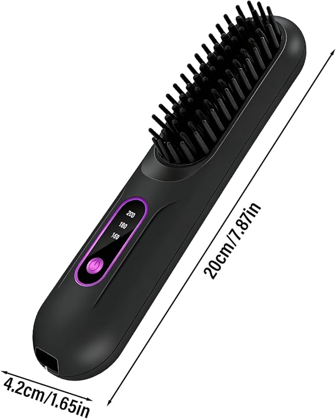 Hair Straightener - 3-Temp Rechargeable LCD DisplayPortable Cordless Hair Straightening Brushfor Women Girls Long Short Styling Home Travel Party Daily Dating Wedding
