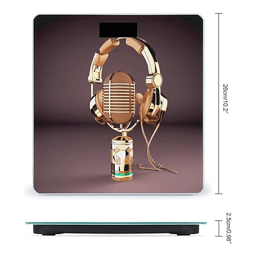 Colorful Gold Microphone and Headset Bathroom ScaleHighly Accurate Digital Weighing Machine for People Bright LED Display Weight Scale for The Aldult Home Use