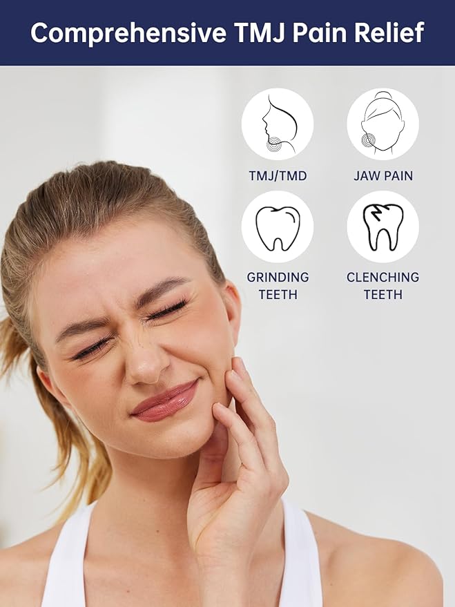 TMJ Relief Products Jaw TMJ Massager with Vibration and Heating Ergonomic Multi-Needle TMJ Massage Tool for Jaw &amp Neck Pain Clenching &amp Teeth Grinding (Blue)