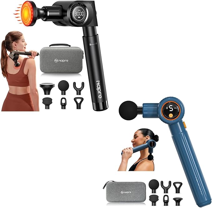 NAPRE Massage Gun with Heat and Massage Gun with Extension Handle and 3 Adjustable Angles