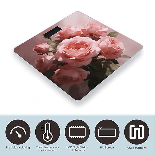Dusty Rose Pink Smart Scale for Body Weight Digital Bathroom Scale Toughened Glass Weight Scale with Large LCD Backlight Display High Precision Scales Weighing Machine