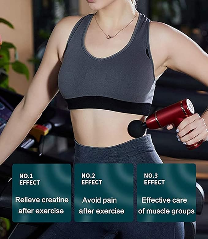 Small Muscle Massage Gun Mini Handheld Electric Deep Tissue Percussion Muscle Massager for Pain Relief 8 Speed Quiet Portable Body Fascia Gun Muscle Massager for Athletes with 4 Heads (Red)