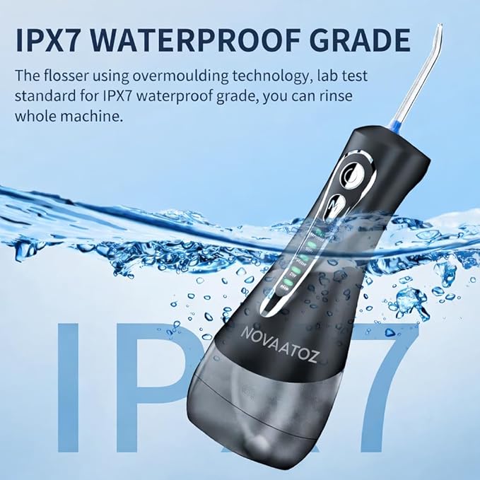 Hydro Advance 2.0 | Cordless Water Flosser for Teeth Cleaning | 0.6mm Precision Jet | 4 Pressure Modes | 320ml Tank IPX7 Waterproof | 4 Nozzles (Black)