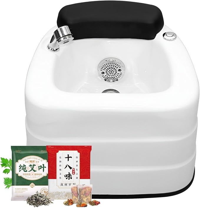 Footbath Barrel deep Foot Bath Spa with Massage Special for Hotel Salon Acrylic Pedicure Chair Bowl with Pedicure Foot Rest Massage Foot and 60PCS foot bath bags for Soaking Feet Foot Bath Basin E