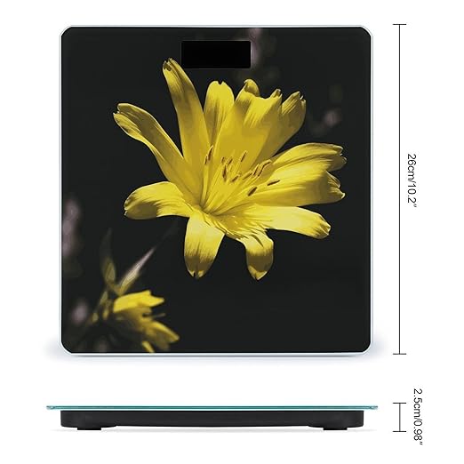 Flower with Yellow Weight Scale Digital Electronic Scales Bathroom Scale Larg LCD Backlight Display High Precision MeasurementsTempered Glass