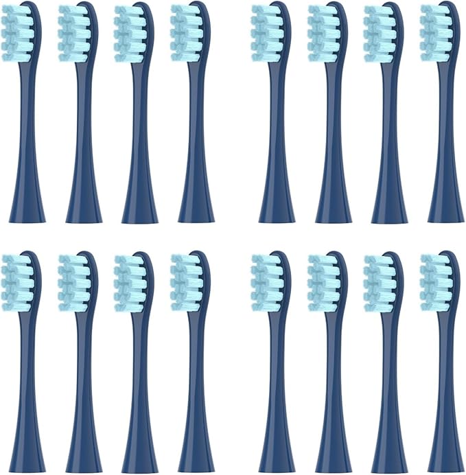 16pcs Replacement Brush HeadsCompatible for Oclean X/Pro/ Z1/ SE F1 One PW01/03/05/07/09 P5 Electric Toothbrush(16 Blue)