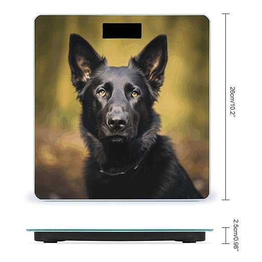 Black German Shepherd Dog Scale for Body Weight Safe Rounded Corners Tempered Glass Digital Bathroom Scale LED Display 400lb Capacity Weight Scales with High Precision Sensors