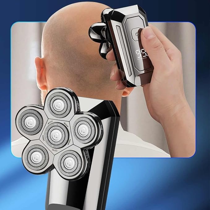 Head Shavers for Bald Men 8in1 Rechargeable Electric Shaver Five Floating Heads Razors Hair Clipper Nose Ear Hair Trimmer Men Facial Cleaning Brush
