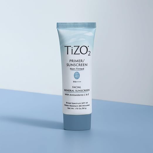 TiZO2 Facial Mineral Sunscreen and Primer Non-tinted Broad Spectrum SPF 40 with Antioxidants Sheer matte finish Fragrance-Free Oil-Free Dermatologist-recommended PA++++ 1.75 oz