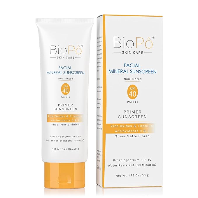 Facial Mineral Sunscreen SPF 40 Non-Tinted Zinc Oxide &amp Titanium Dioxide Lightweight Matte Face Sunscreen for All Skin Types Oil-Free 1.75 oz