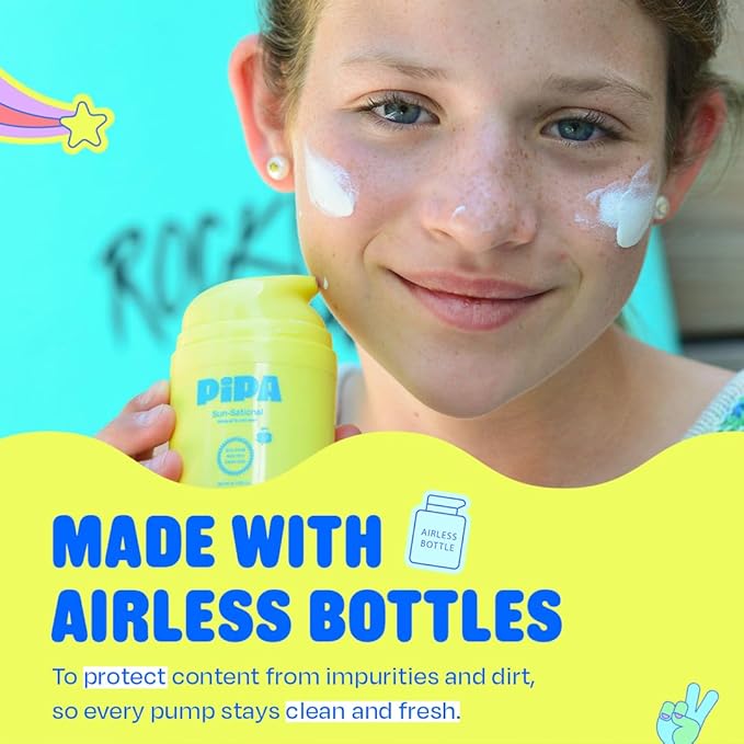 Pipa Sun-Sational 100% Mineral Daily Sunscreen SPF 30 50 ml | Liquid Everyday Face Lotion with Zinc Oxide | Unscented &amp Gentle for Sensitive Skin | Kids &amp Tweens Skin Care Easter Basket Stuff