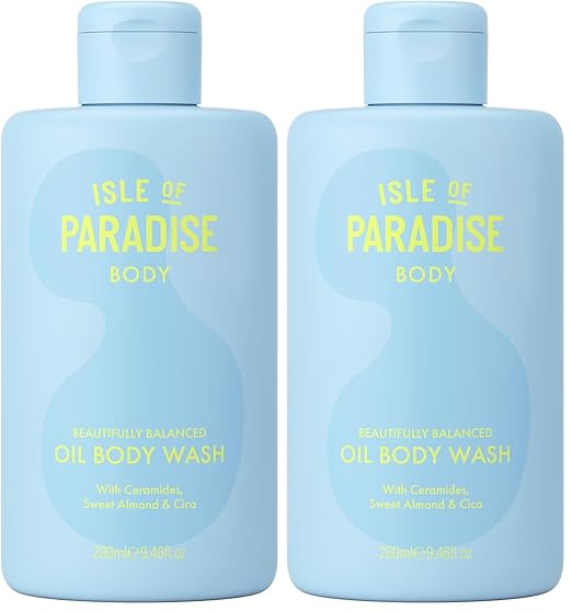 Isle of Paradise Balanced Oil Cleanser - For Soft Smooth Skin - Skin Barrier Body Wash with Ceramides Panthenol and Cica - Protects and Locks in Moisture - 11.15 fl. oz
