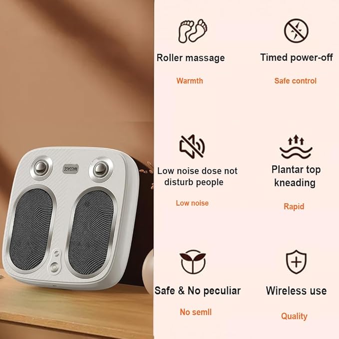 DR. WELL Shiatsu Foot Massager with Warm and Vibration Deep Acupressure Electric Foot Massager for Plantar Fasciitis Neuropathy. Suitable for Home and Under-Desk use.