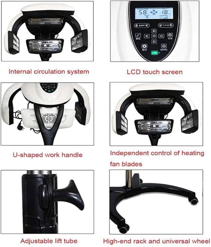 Hair Dryer Standing Hair Perm Color Processor Dryer Heavy Duty Adjustable Wall Mounted/Standing Hair Dryer - Hair Salon Equipment for Hair Dyeing Perming800W(Standing)