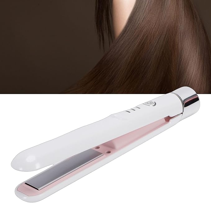 Cordless Flat Iron Mini Hair Straightener Curler with 3 Heat Settings Styling Tool for Travel Compact Design