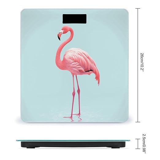 Pink Flamingo Scale for Body Weight Anti-Slip Digital Bathroom Scale Sturdy Toughened Glass Weighing Scales High Precision Safe Rounded Corners Smart Scales