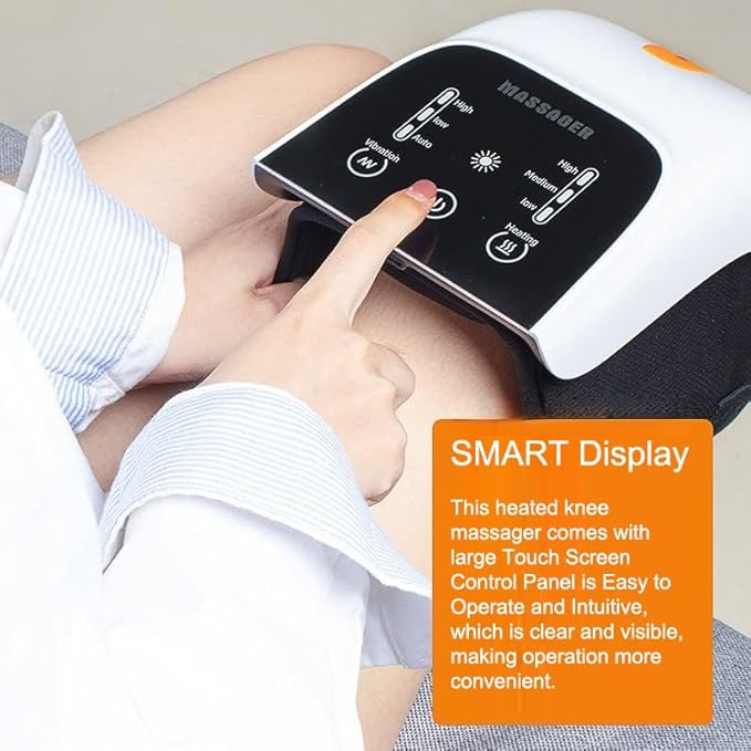 DTOKO Knee Massager -Large Screen Adjustable Temperature Cordless Knee Massagers with Heat and Vibration Portable Wearable Knee Massager Easter Women’s Day Gift for Mon -Orange