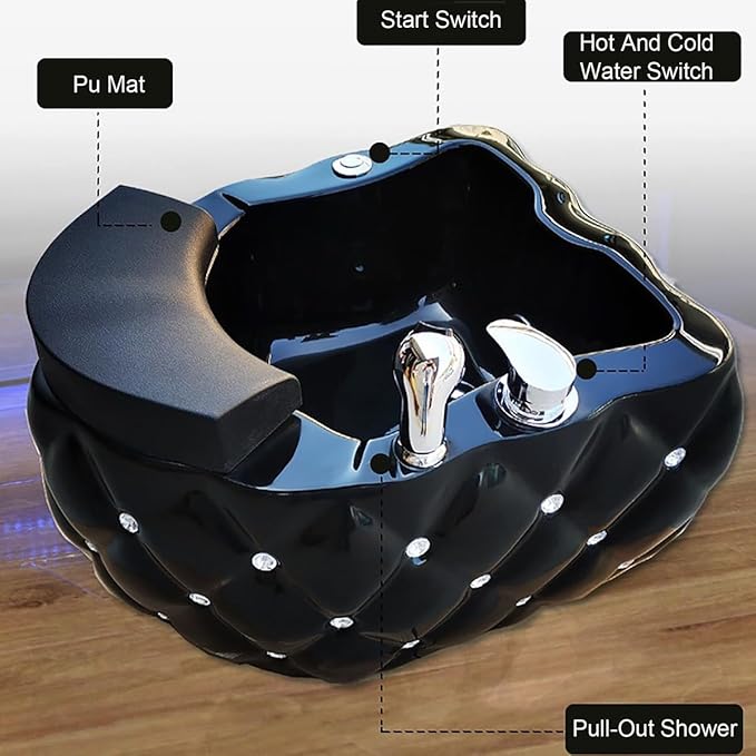 Acrylic Massage Footbath Portable Foot Spa Bathtub Colorful Light Surfing Pedicure Bathtub Acrylic Pedicure Bowl Used in Beauty Salons and Nail Salons Salon(Black)