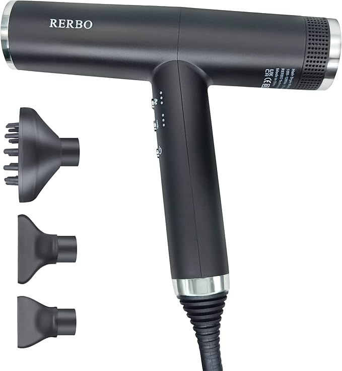 Professional Ionic Hair Dryer High-Speed 110000 RPM Low Noise Temperature Control Portable Negative Ionic Blow Dryer with Diffuser and Concentrator for Home Travel and Salon