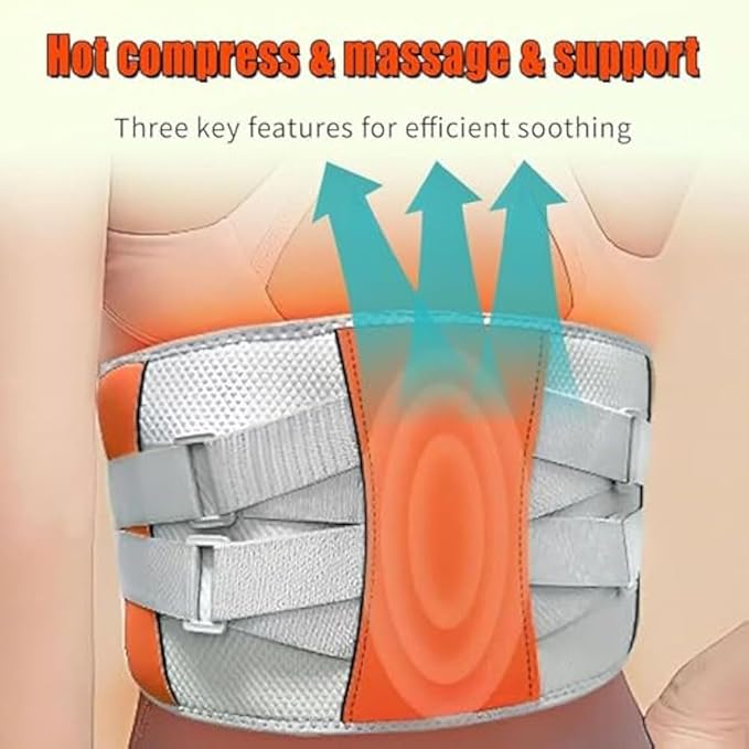 Belt Massager Lower Back Relief Portable Wireless Belt Adjustable Fit for Under Clothes Double Compression Zone Relaxation (White)
