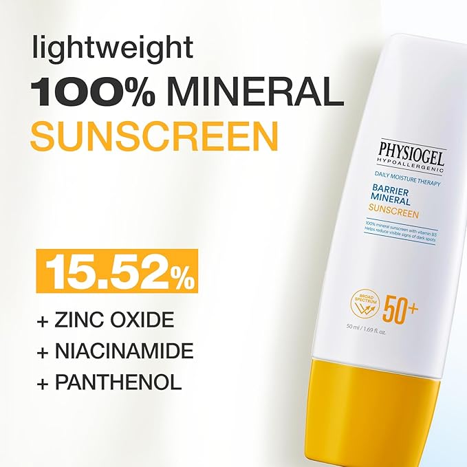 Physiogel Lightweight Moisture Korean Sunscreen Broad Spectrum SPF 50+ Water Resistant &amp Safe for Sensitve Skin Reef Friendly Paraben-Free Dermatologically Tested Korean Skin Care.