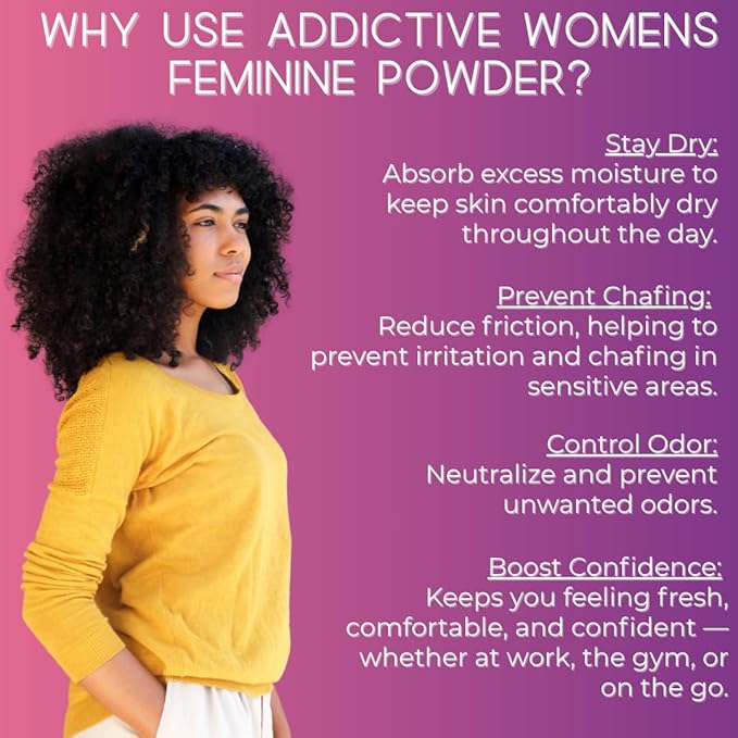 Addictive Womens Feminine Powder | Absorb Sweat | Fight Friction and Chaffing | Prevents Odor | Made from Natural Ingredients | Made in the USA (Vanilla)