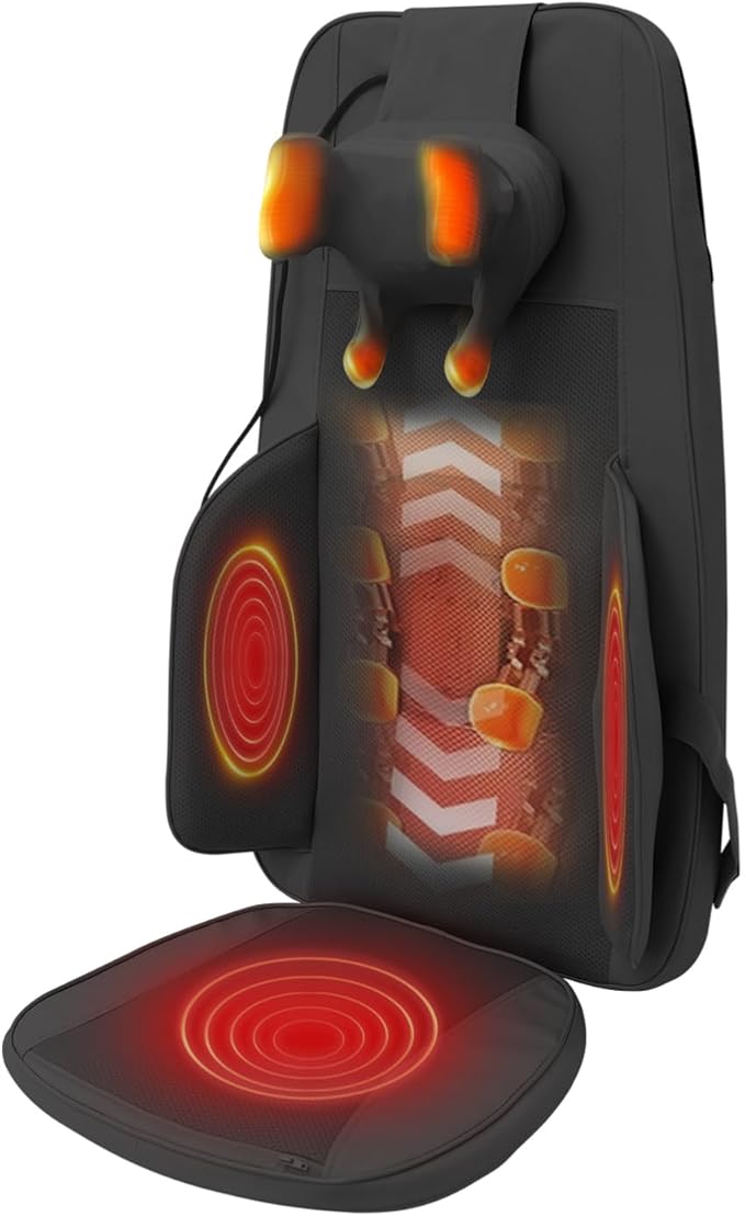 Neck and Back Massager with Heat Back Massage for Pain Relief Deep Tissue Chair Massager Chair Pad for Neck &amp Full Back Shiatsu &amp Kneading Massage Gifts for Women Men Dad Mom Home Office