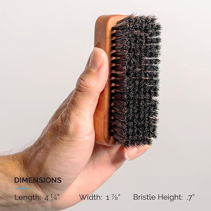 ZEUS Palm Beard Brush for Men Firm 100% Boar Bristles Gently Detangles Smooths &amp Conditions Facial Hair German-Made Pear Wood Handle (G91)