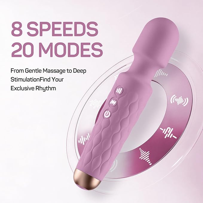 Rechargeable Personal Massager 8-Speed &amp 20-Mode Cordless Handheld Percussion Massager for Neck Back Shoulder Relaxation Quiet Handheld Body Massager with Ergonomic Design(Dark Purple)