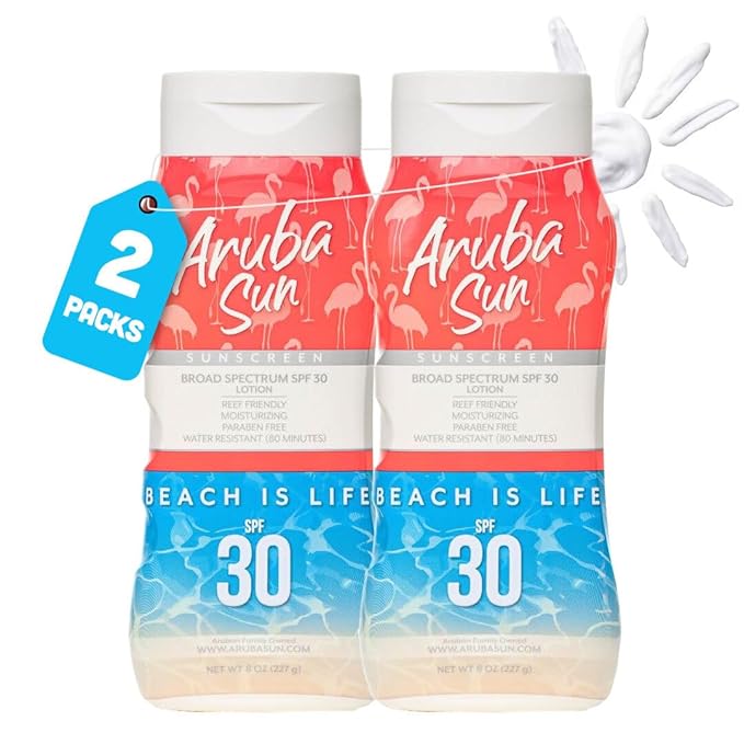 SPF 30 Sunscreen Lotion 16oz 2-Pack - Reef Act Compliant no 67 Octinoxate &amp Oxybenzone Free - Sun Screen Broad Spectrum UVA/UVB - Sunscreen Waterproof and Non-Greasy