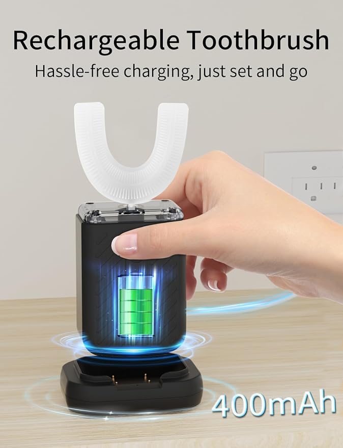 U-Shaped Electric Toothbrush for Adults Toothbrush with IPX7 Waterproof Adult Electric Toothbrush with 4 Clean Modes