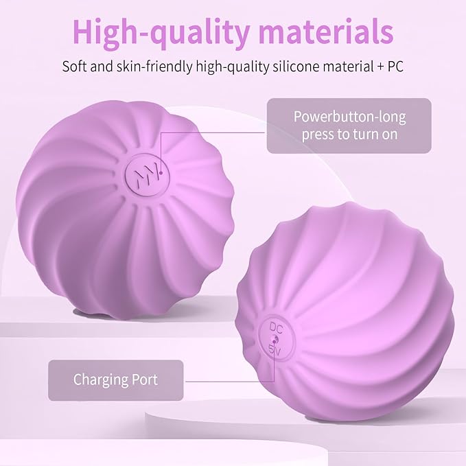 2.5 Mini Massage Ball 10 Speeds Vibrating Massage Roller Ball for Palm Hand Foot Leg Neck Back Trigger Point Muscle Therapy Ball for Myofascial Release Plantar Fasciitis Relief (Purple)