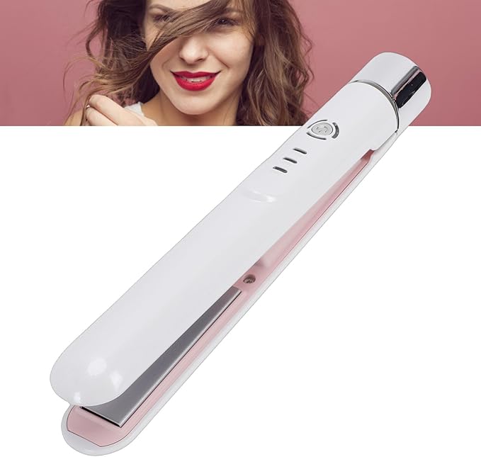 Cordless Flat Iron Mini Hair Straightener Curler with 3 Heat Settings Styling Tool for Travel Compact Design