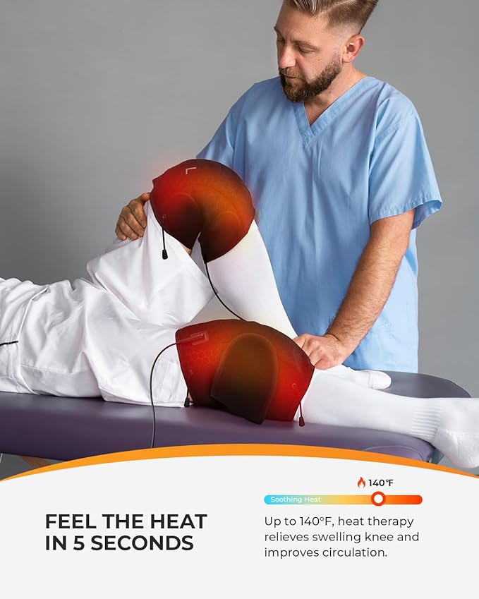 CooCoCo FSA Eligible Knee Massager with Adjustable Vibration Motor Knee Heating Pad for Pain Relief Knee Massager with Heat Heating Pad for Knee