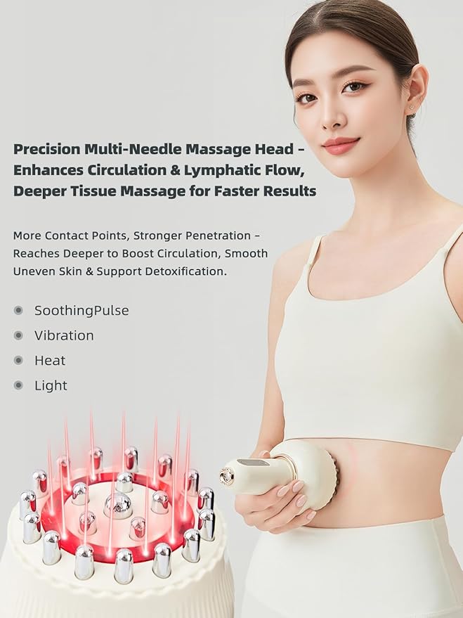 Lymphatic Drainage Massager &amp Anti Cellulite Massage Tool Helps Reduce Stretch Marks &amp Cellulite for Legs Arms &amp Belly Body Sculpting Machine with Microcurrent Light Heat &amp Vibra