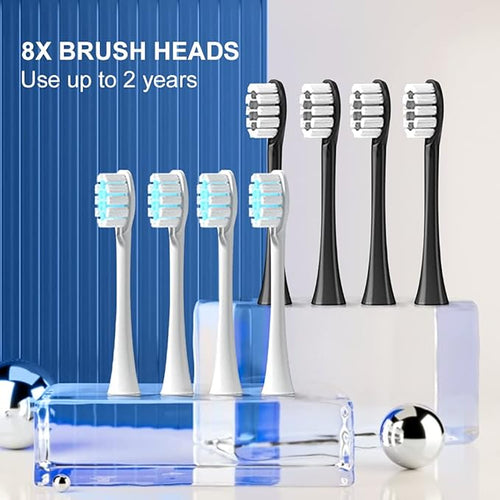 2 Pack Rechargeable Electric Toothbrushes for Adults and Kids Whitening Tooth Brush with 8 Brush Heads 6 Cleaning Modes and Smart Timer Waterproof Cleaning Toothbrushes Set