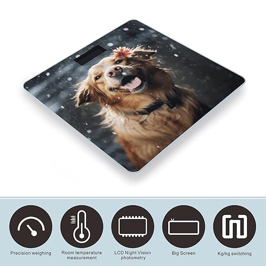 Happy Dog in Rain Scale for Body Weight Smart Scales Digital Bathroom Scale High Precision Weighing Scales with Large Display Weighing Machine for People