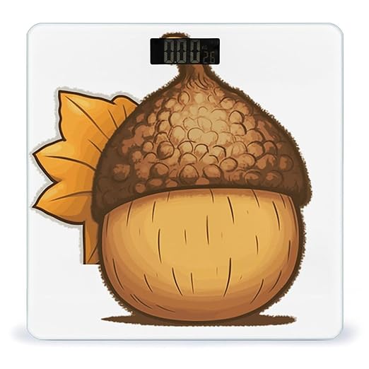 Digital Bathroom Scale for Body Weight Scale with Bright LCD Display High Accuracy Step-On Technology Auto On/Off Cartoon Acorn Digital Scales 400 Lbs /180kg