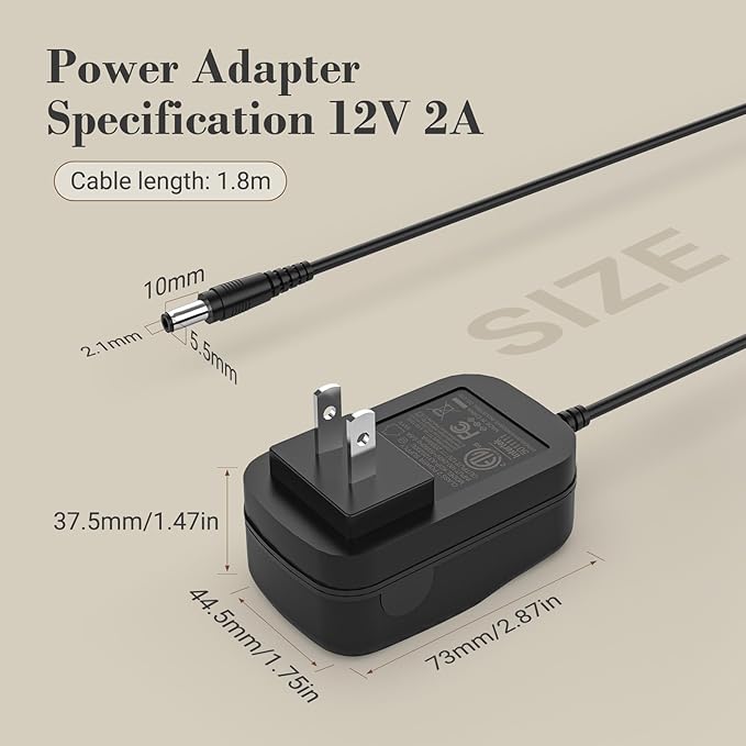 Foot Massager 12V 2.0A DC Adapter Power Cord