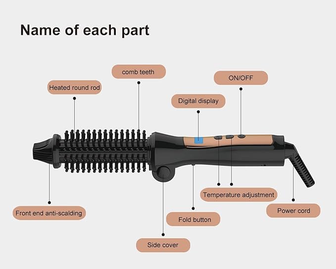 Temperature Control Mini Collaspe Hair Curler Tangle-Free Curling Iron Brush and Volumizer Dual Voltage Travel-Friendly Tourmaline Ceramic Ionic Hot Brush Styling Wand (New Black)