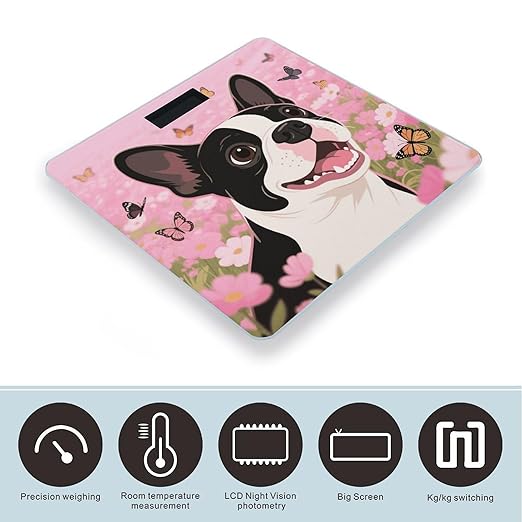 Cartoon Dogs Face Weight Scale Cute Bathroom Scale for Body Highly Accurate Digital Weighing Machine for People Compact LCD Display Scales with Sturdy Toughened Glass Scales